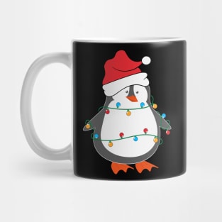 Funny Penguin Santa Hat Christmas Lights Christmas Tree Penguin Lover Christmas Gift Mug